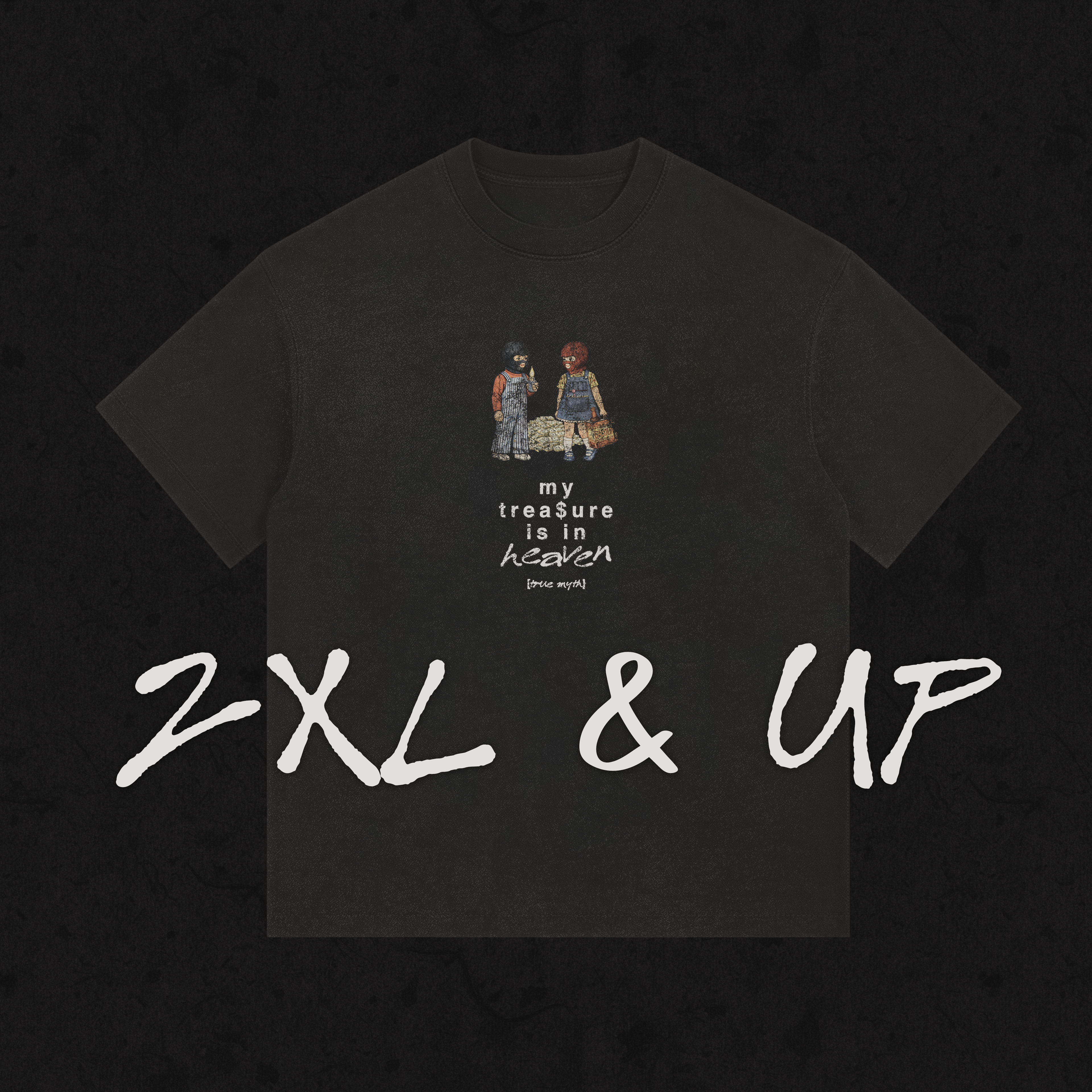 2XL & Up | Retro Wash Tee | My Treasure Is In Heaven | Black
