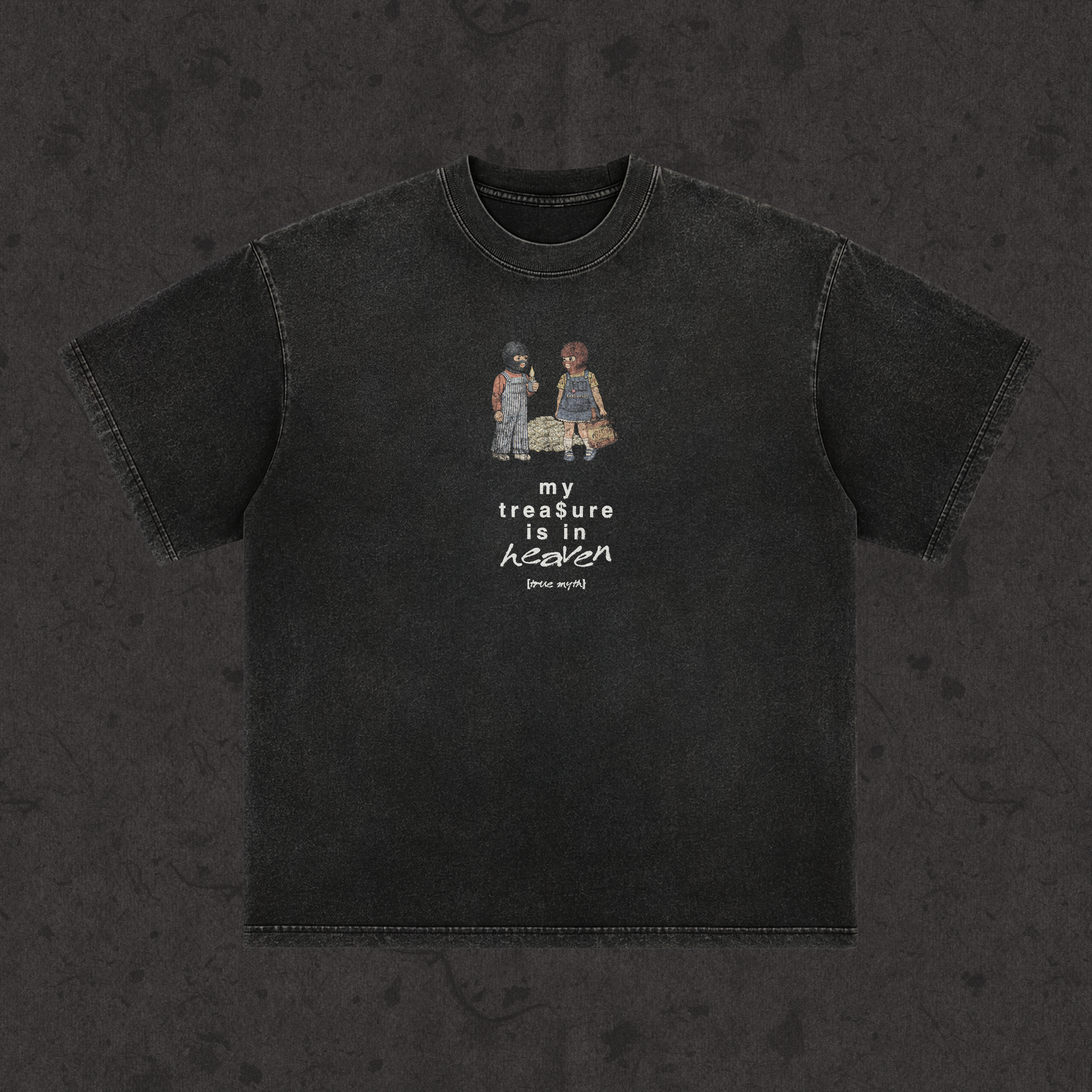 Retro Wash Loose Fit Tee | My Treasure Is In Heaven | Black