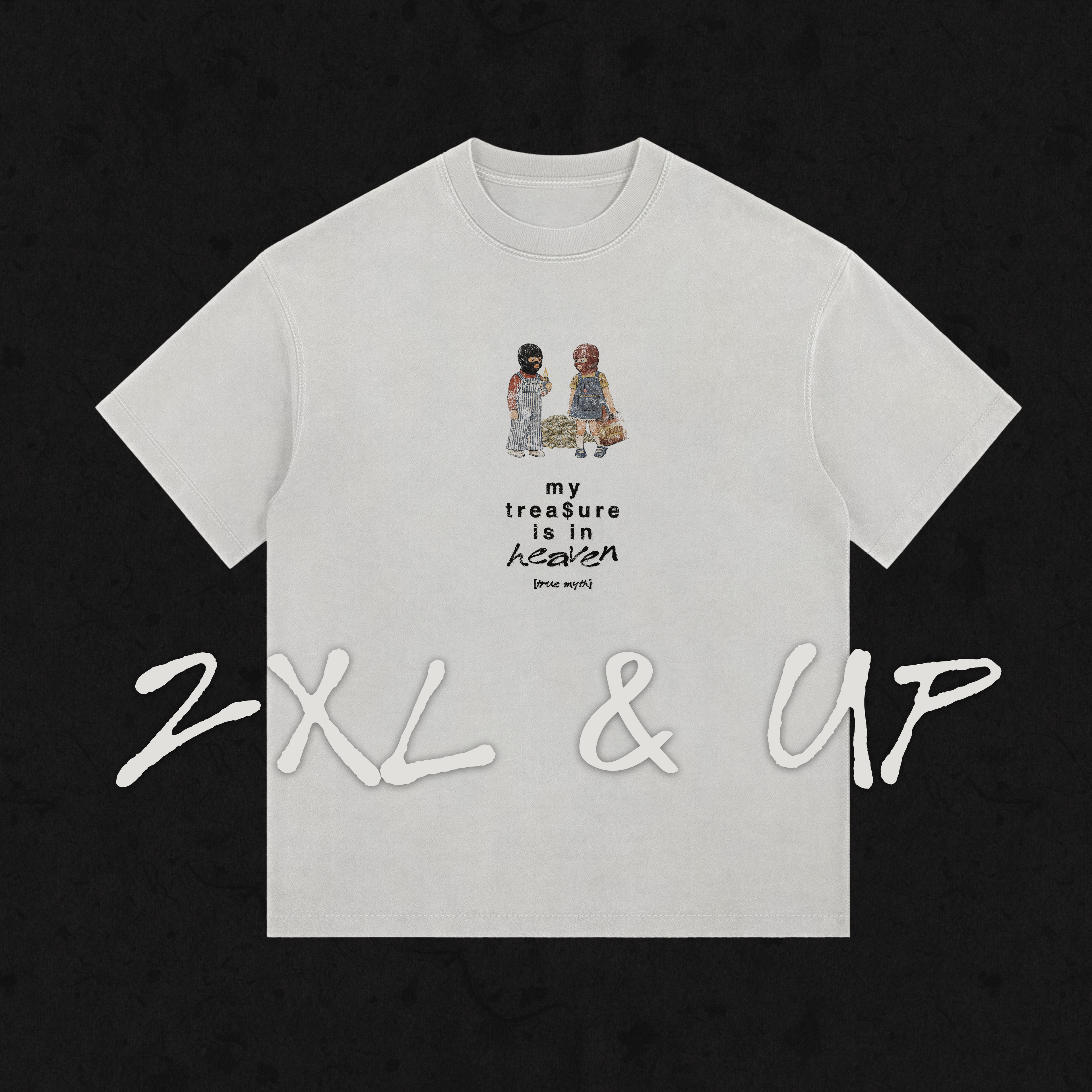 2XL & UP | Retro Wash Tee | My Treasure Is In Heaven | White