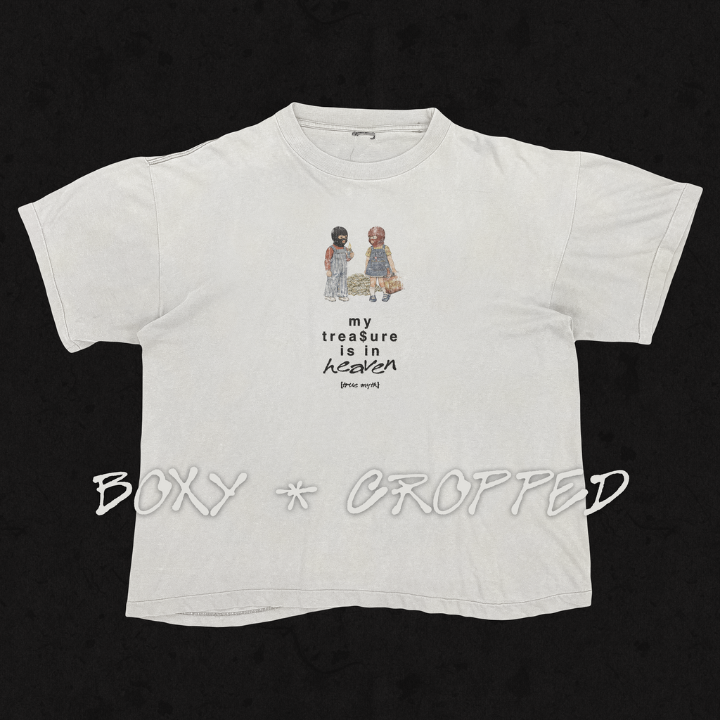 Cropped/Boxy Loose Fit Tee 1.0 | My Treasure Is In Heaven | White