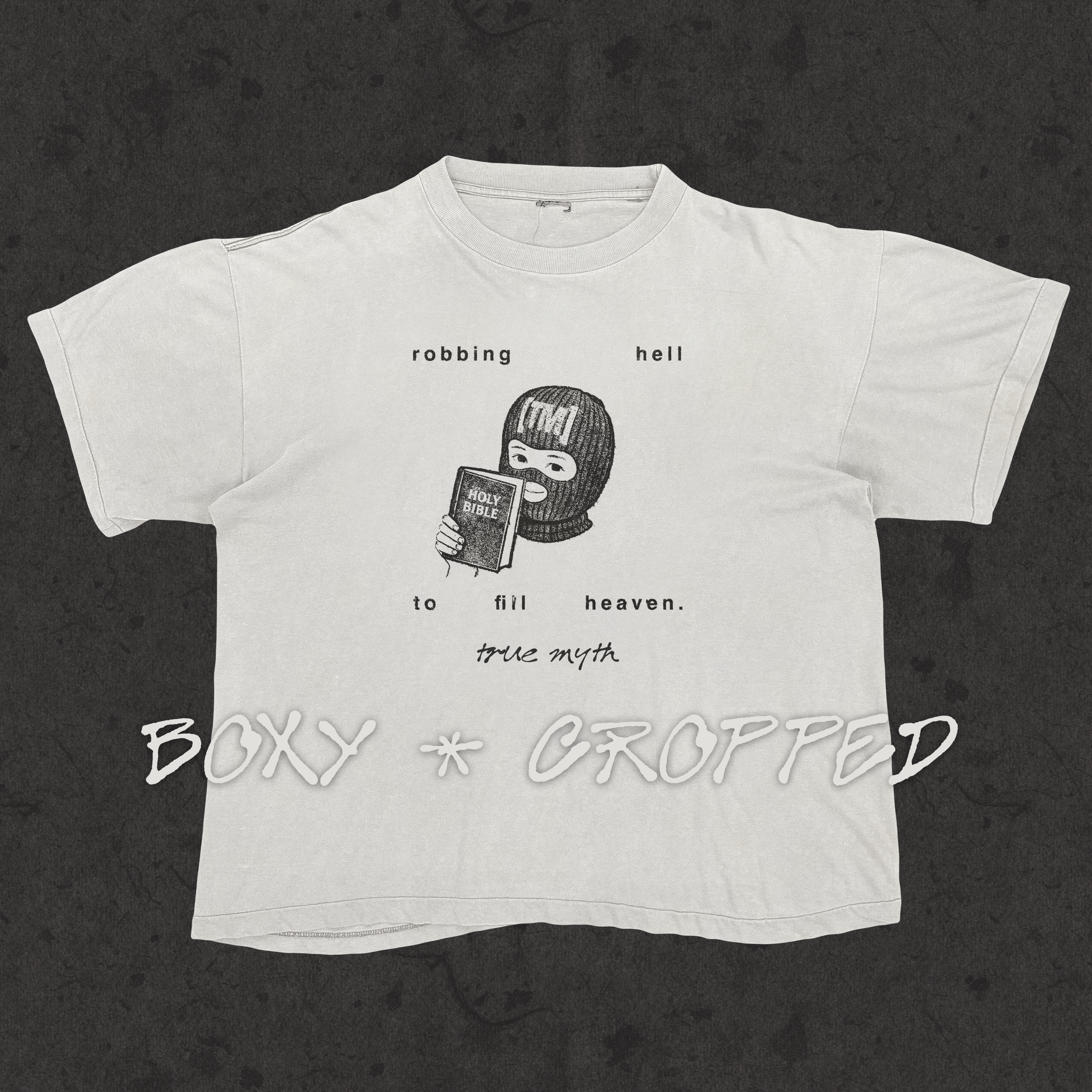 Cropped/Boxy Loose Fit Tee 1.0 | Robbing Hell To Fill Heaven | White
