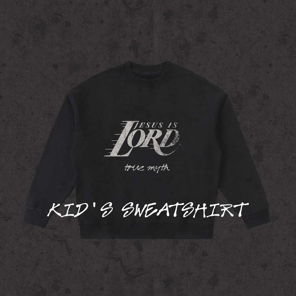 Kids Fleece Crewneck Jesus is Lord-Mamba Edition black front