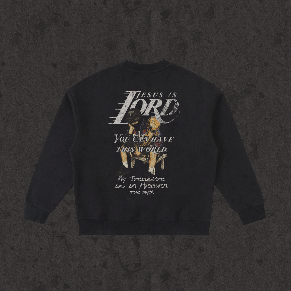 Kids Fleece Crewneck Jesus is Lord-Mamba Edition black back