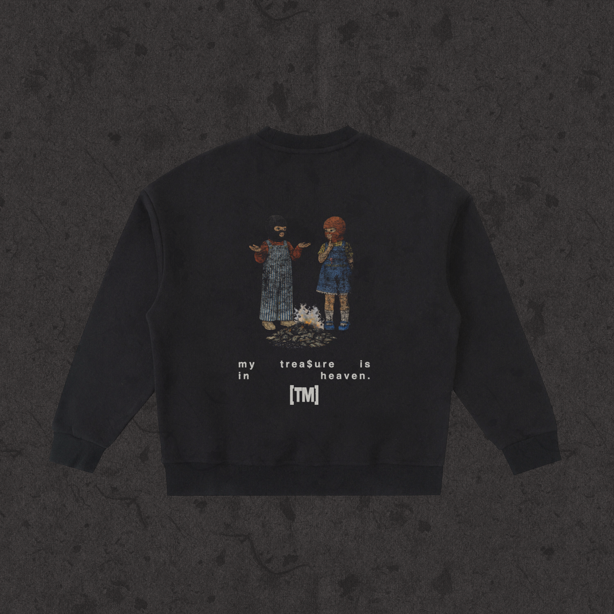 Kids Fleece Crewneck My Treasure Is In Heaven black back