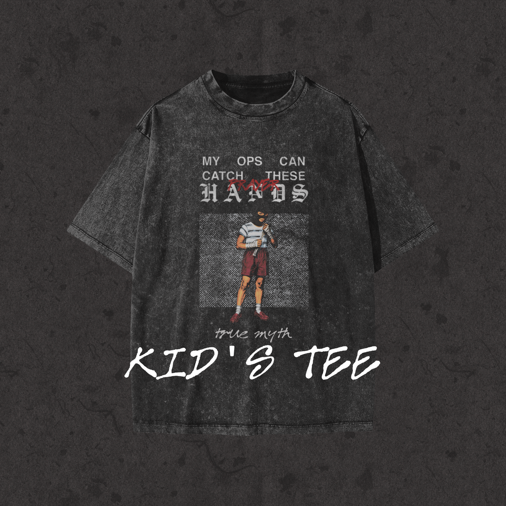 Kids Snow Washed Tee Catch These Hands black front