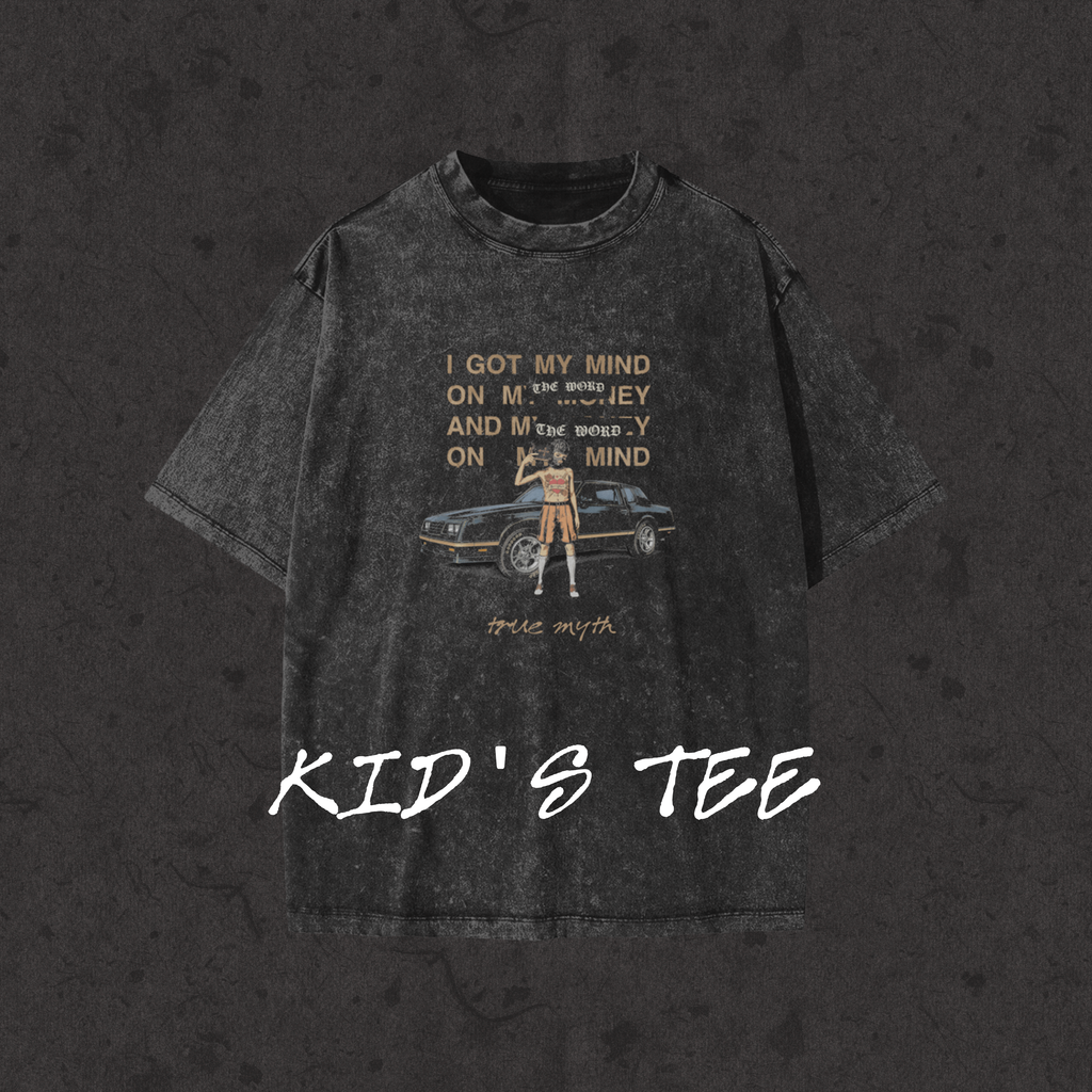 Kids Snow Washed Tee I Got The Word On My Mind black front