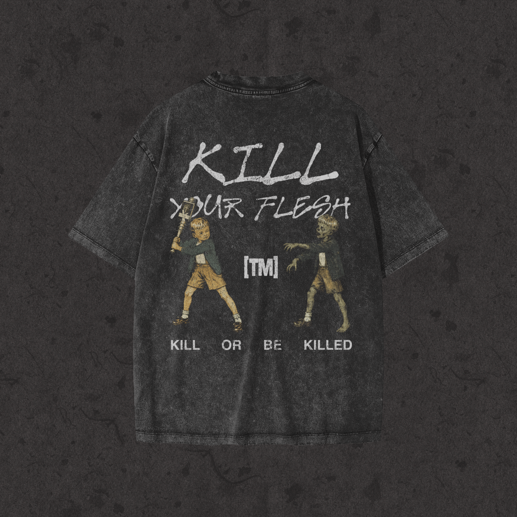Kids Snow Washed Tee Kill Your Flesh black back