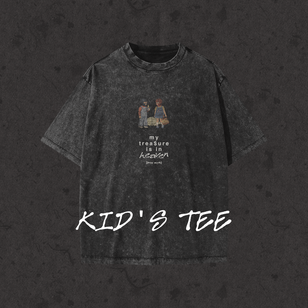 Kids Snow Washed Tee My Treasure Is In Heaven black front