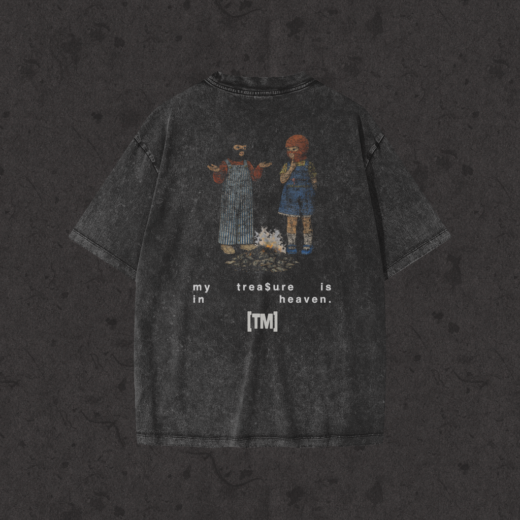 Kids Snow Washed Tee My Treasure Is In Heaven black back