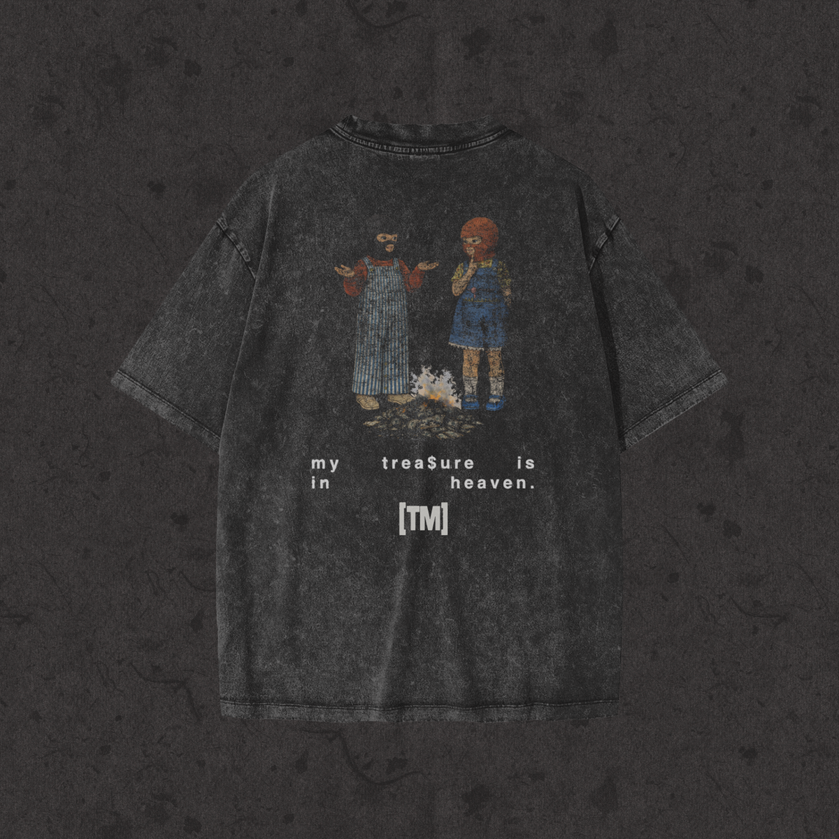 Kids Snow Washed Tee My Treasure Is In Heaven black back