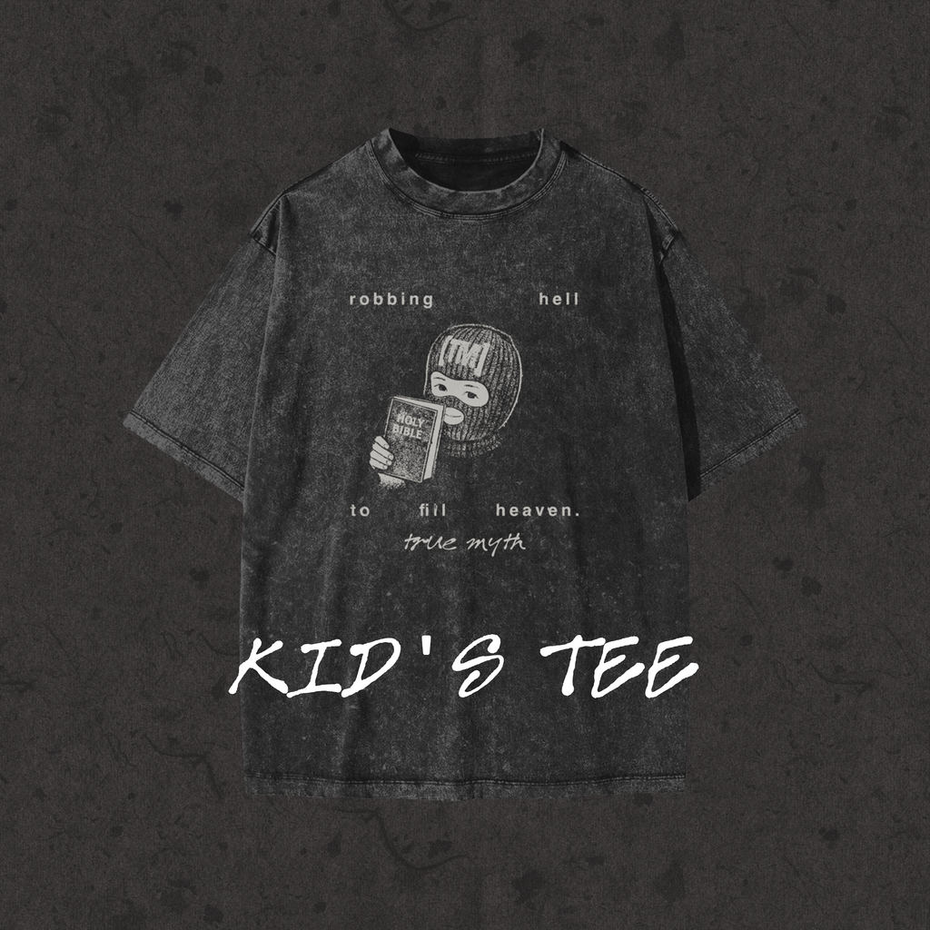 Kids Snow Washed Tee Robbing Hell To Fill Heaven black front