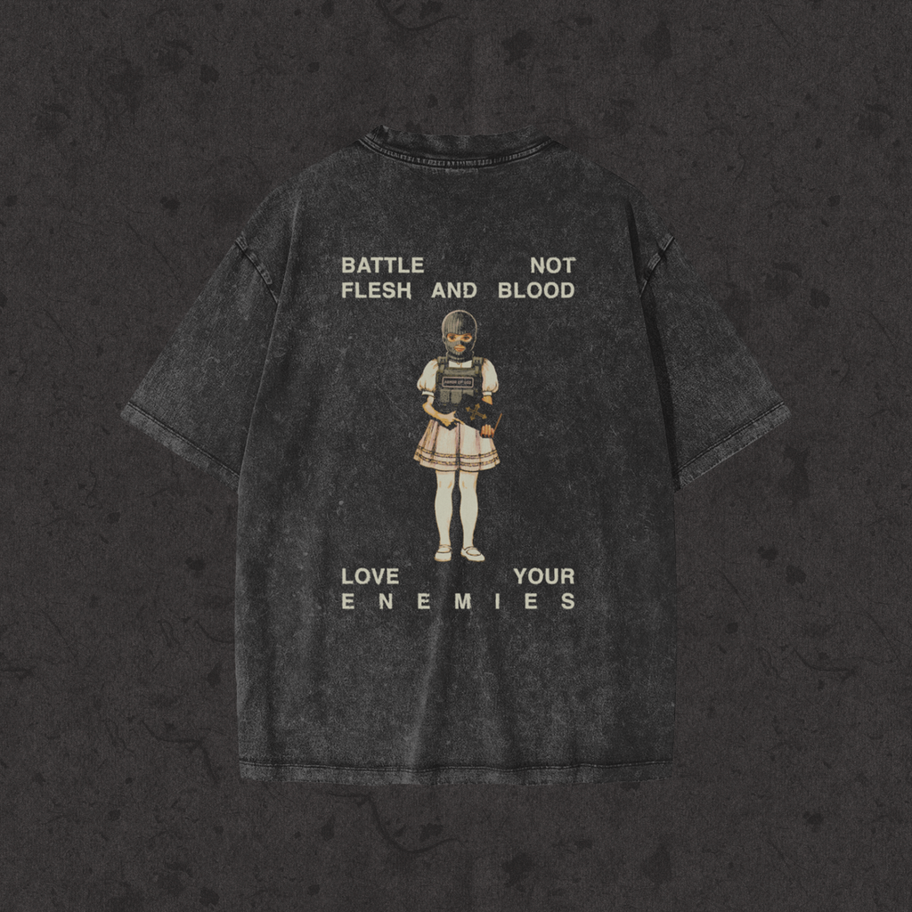 Kids Snow Washed Tee Rules of Engagement black back