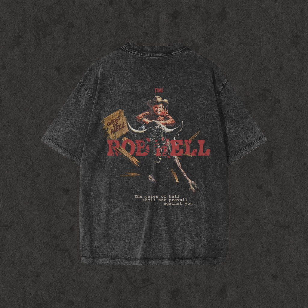 Kids Snow Washed Tee The Gates of Hell Will Not Prevail black back