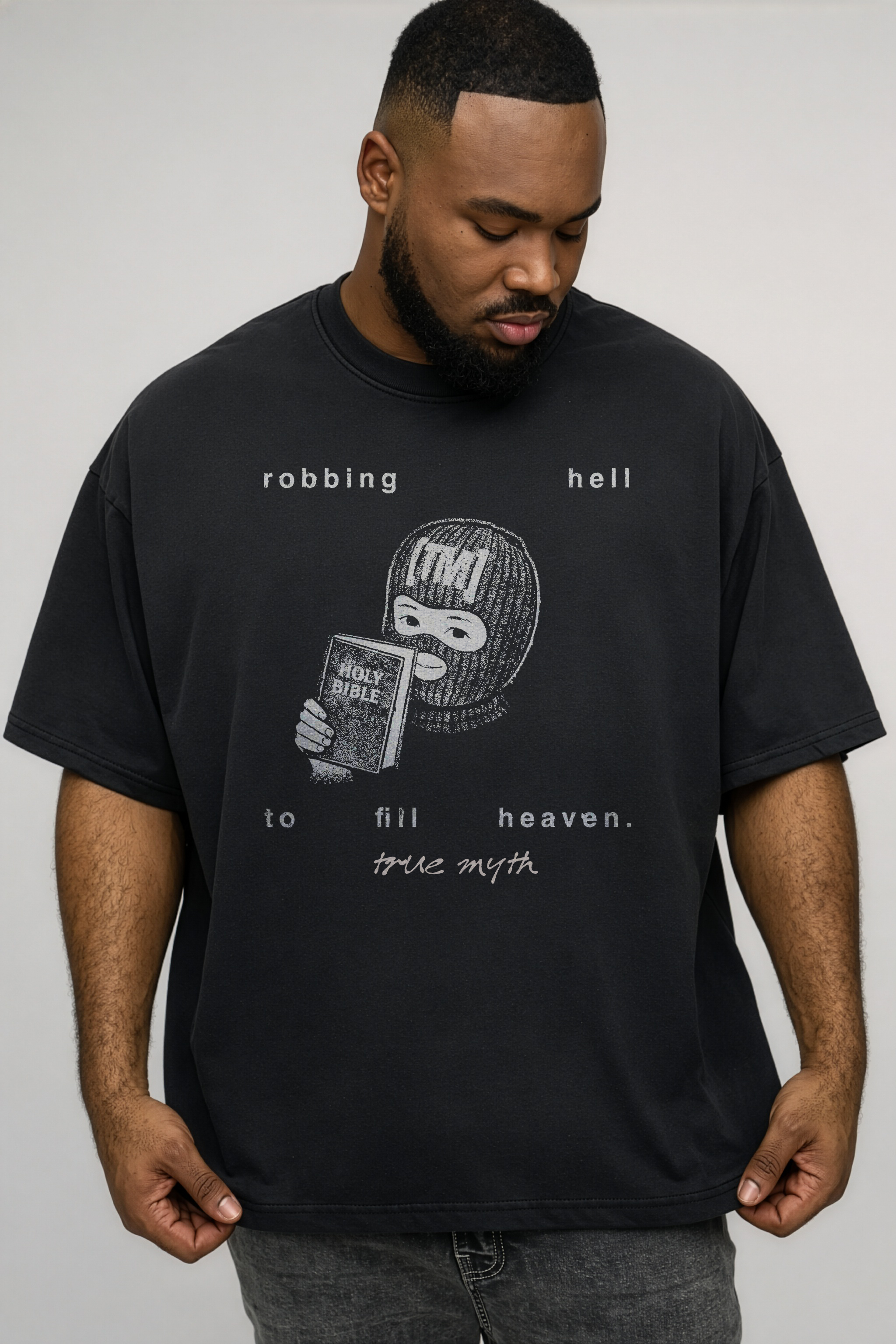 2XL & UP | Retro Wash Tee | Robbing Hell | Black