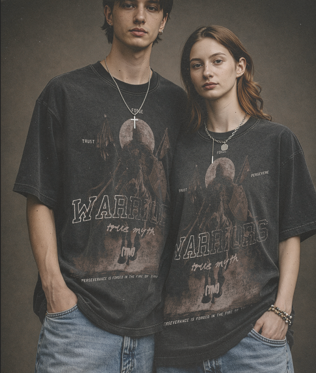 Oversized Retro Wash Tee (Retro-Faded Black) | The Knight of Trials