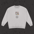 Sweatshirt with the hand-drawn 'My Treasure Is In Heaven' design by True Myth, retro gray