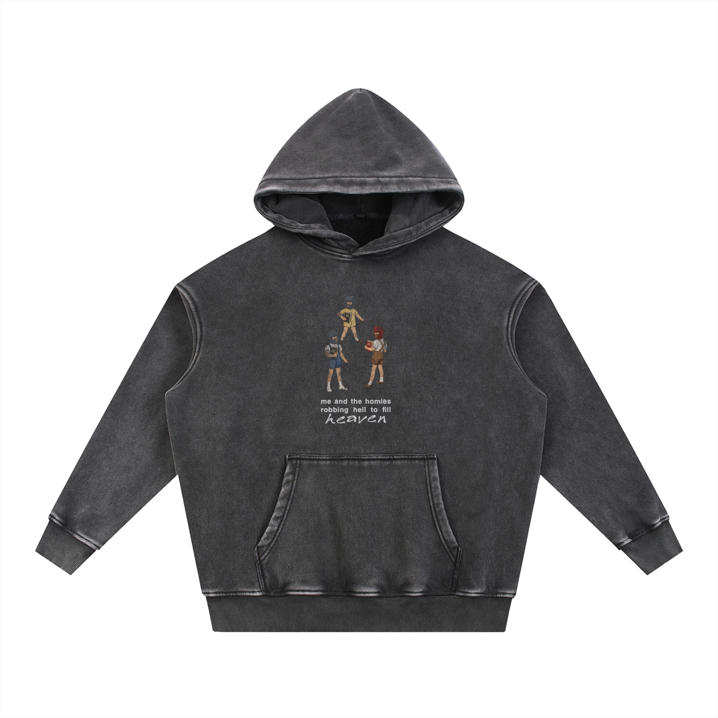 Retro Washed Oversized Hoodie | Robbing Hell To Fill Heaven | Retro Black