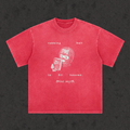 Faded wash tee with the hand-drawn 'RGB Robbing Hell' design by True Myth, faded wash red