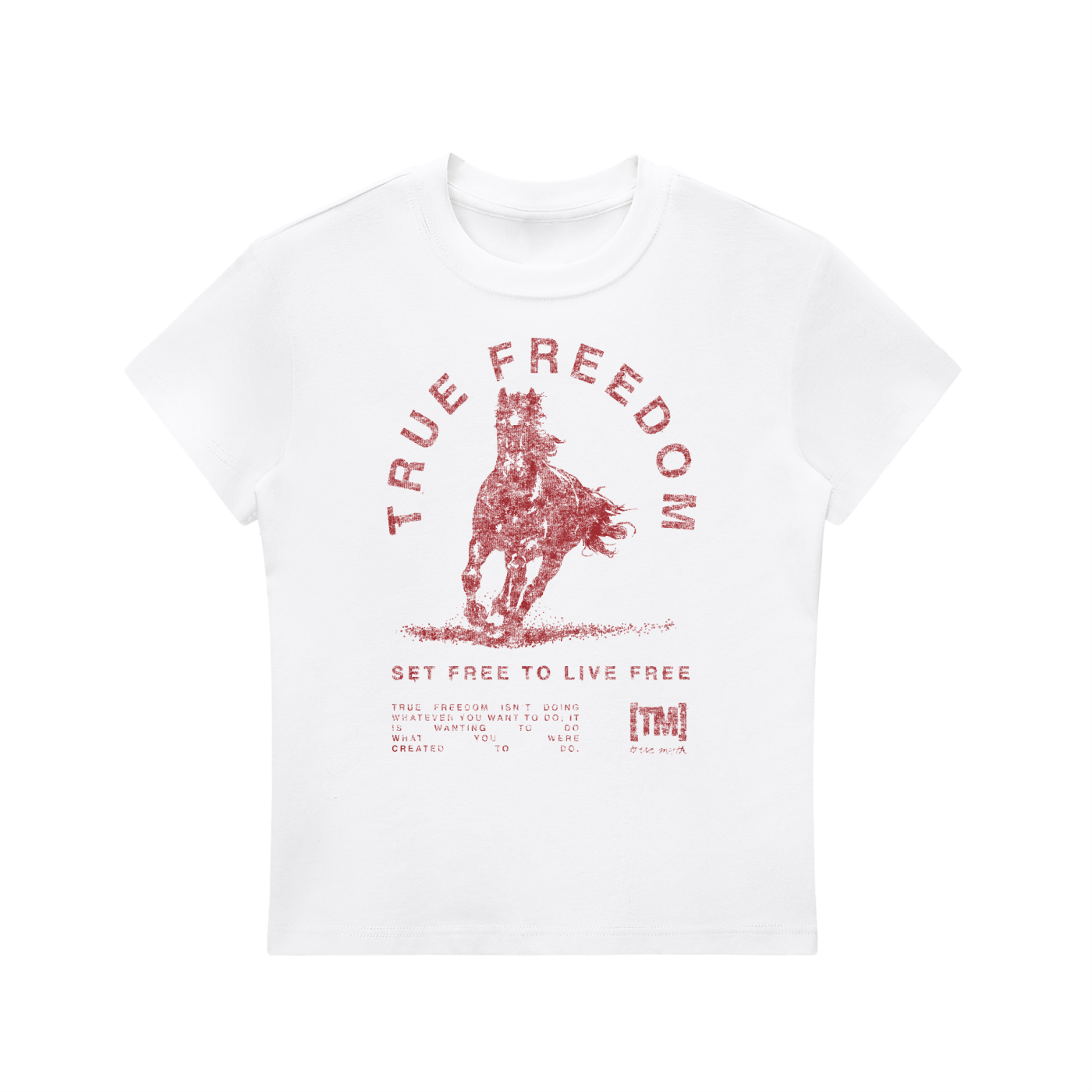 Ultra Slim Fit Body Con T-Shirt | True Freedom Horse | Red on White