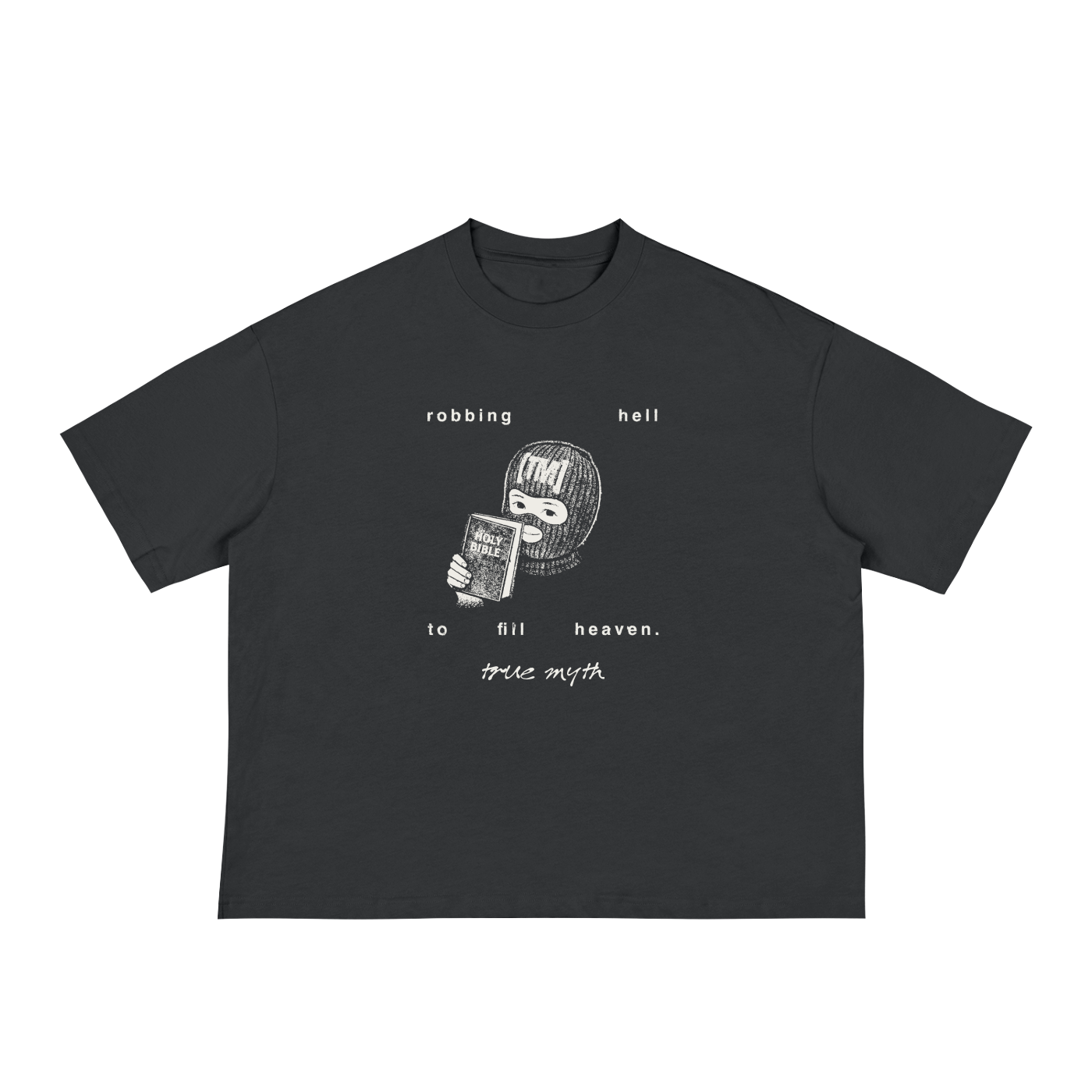 Cropped/Boxy Loose Fit Tee | Robbing Hell To Fill Heaven | Black