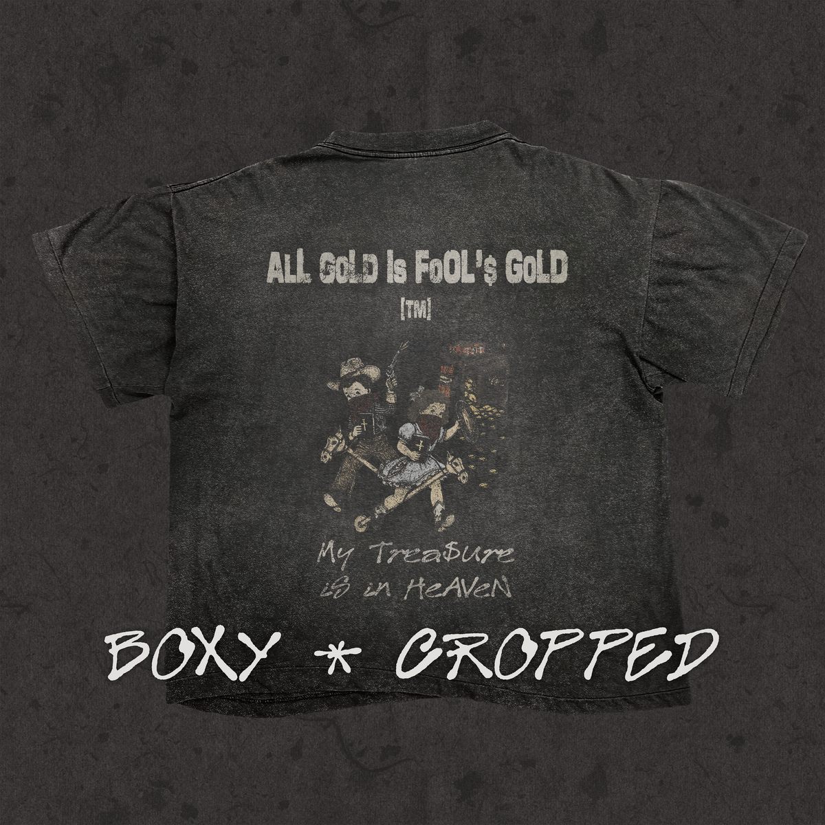 Boxy Cropped 3.0 | Fools Gold | Stone Wash Black