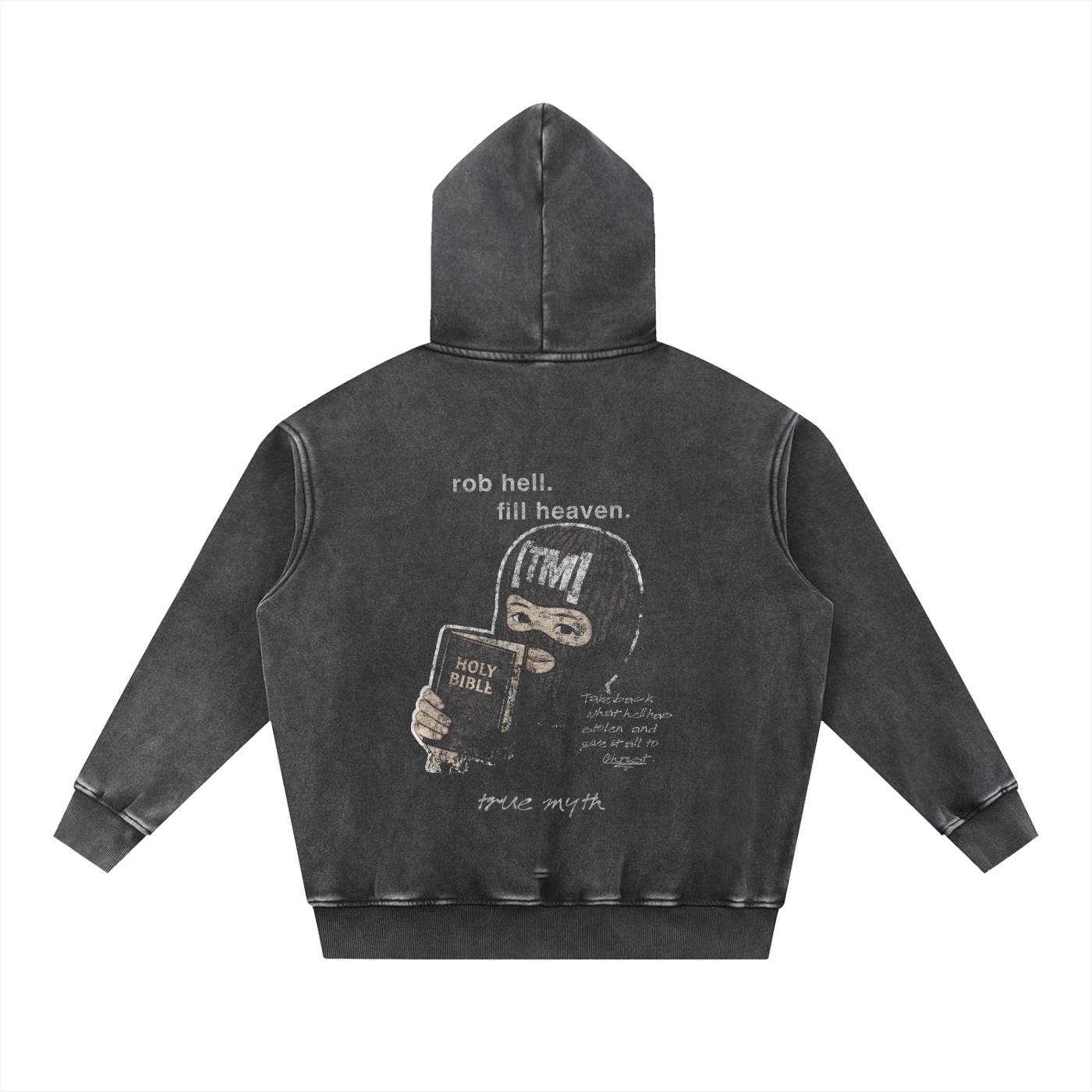 Retro Washed Oversized Hoodie | Robbing Hell To Fill Heaven | Retro Black