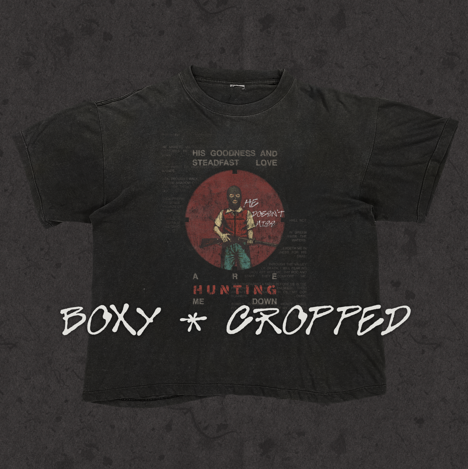 Boxy Cropped 2.0 | Ps.23 The Hunt | Retro Wash Black