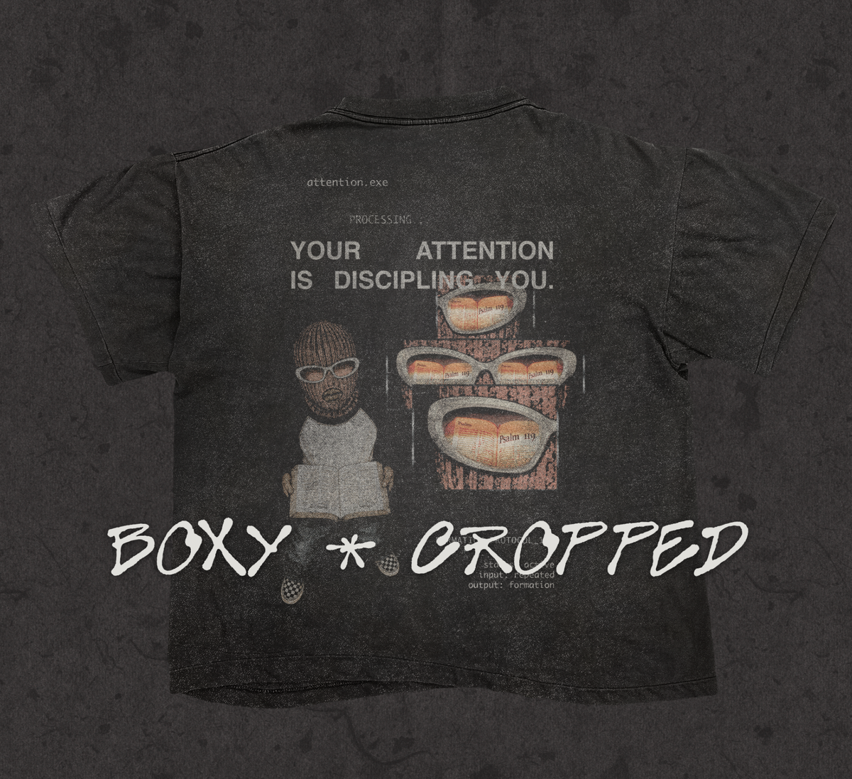 Boxy Cropped 3.0 | Locked In-Orange | Stone Wash Black