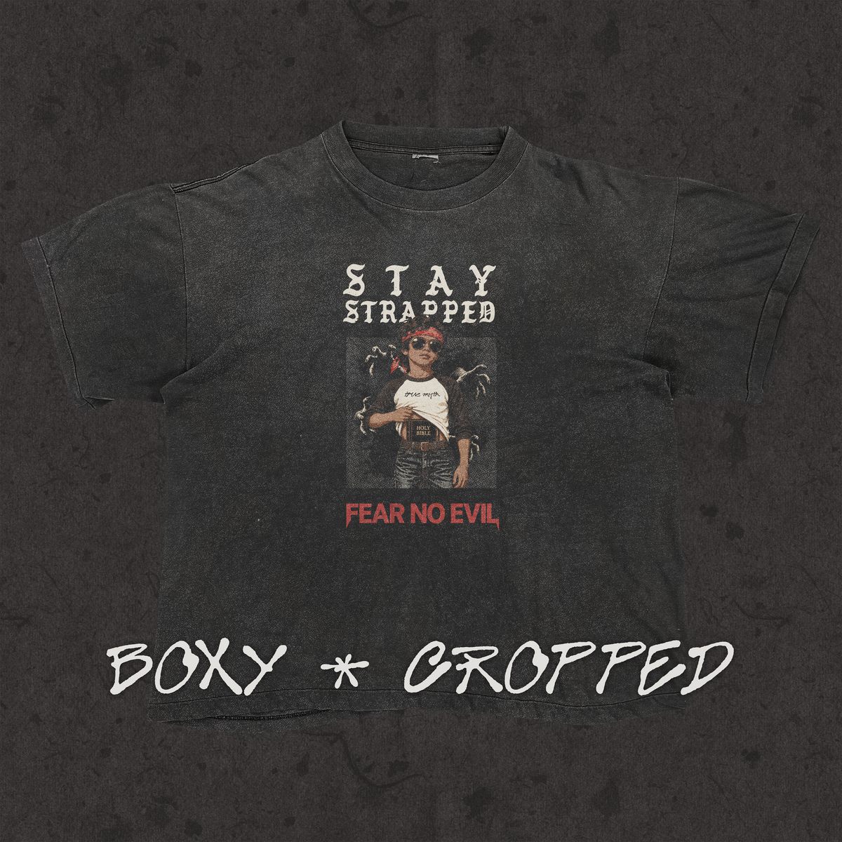 Boxy 3.0 | Stay Strapped-Fear No Evil | Retro Wash Black