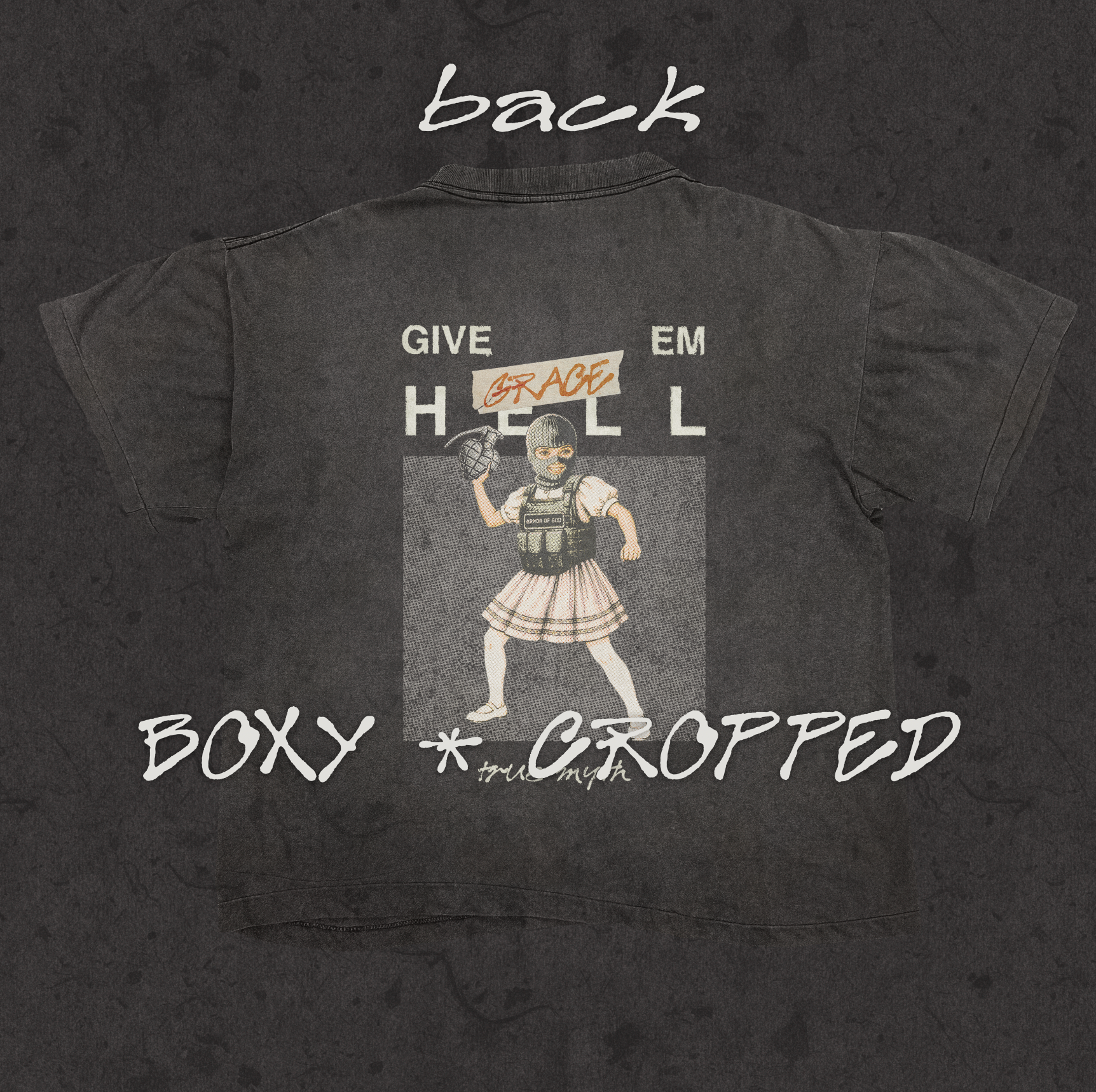 Boxy Cropped 2.0 | Give Them Grace | Retro Wash Black