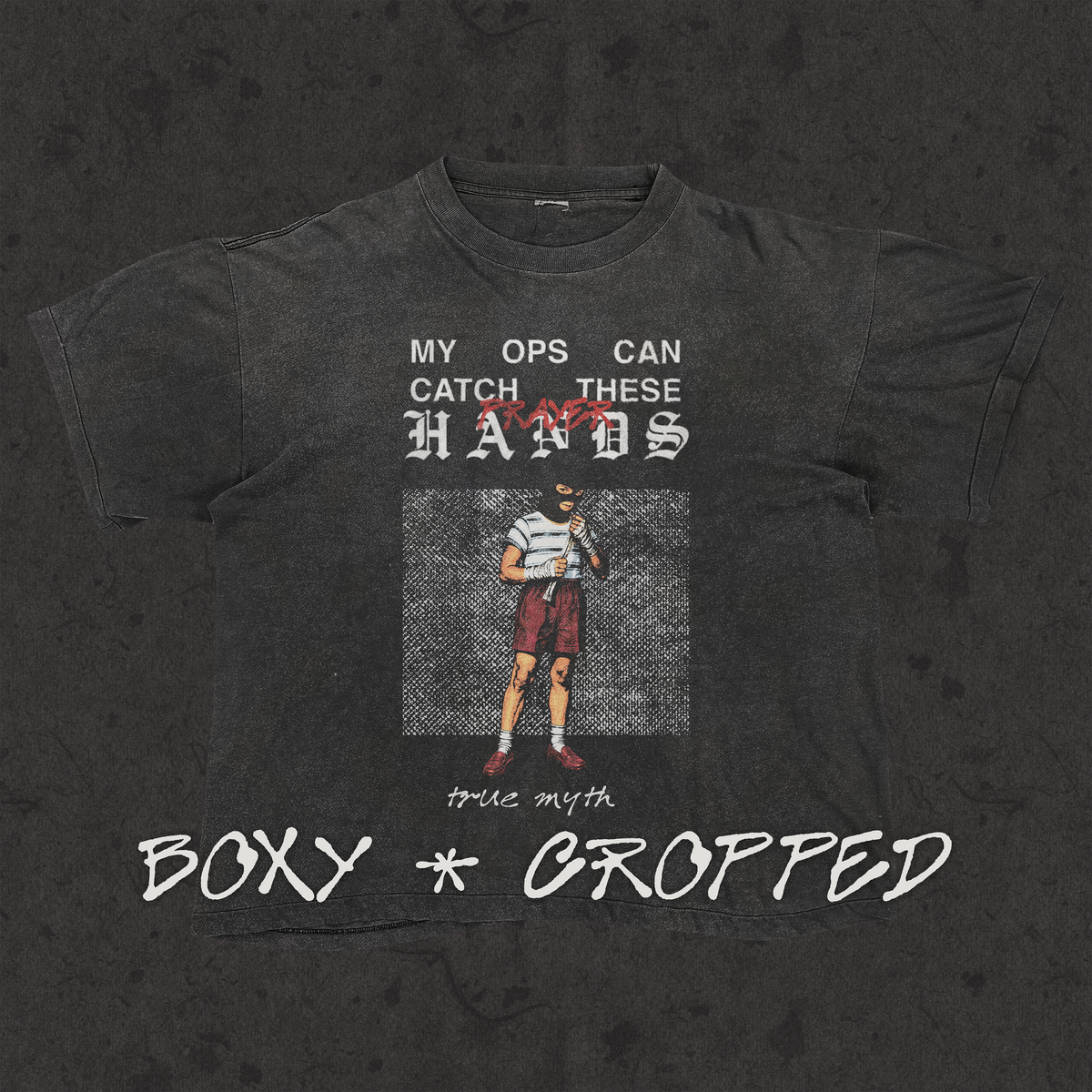 Boxy Cropped 3.0 | Catch These Hands | Stone Wash Black