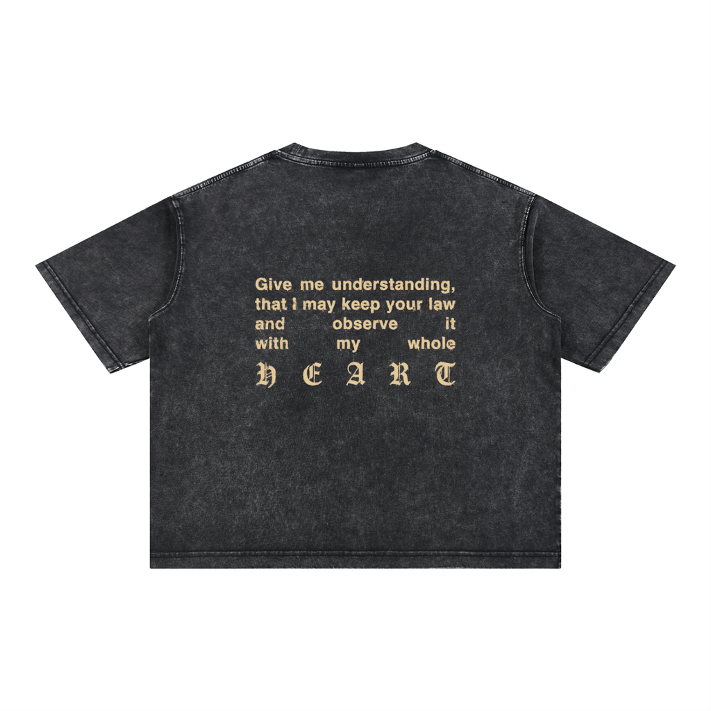I Got The Word On My Mind boxy cropped tee, stone wash black, photo 4