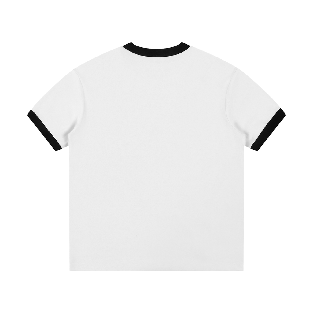 Vintage Slim Fit Contrast Edge Ribbed T-Shirt | Freedom Is Surrender - Debt Paid | White