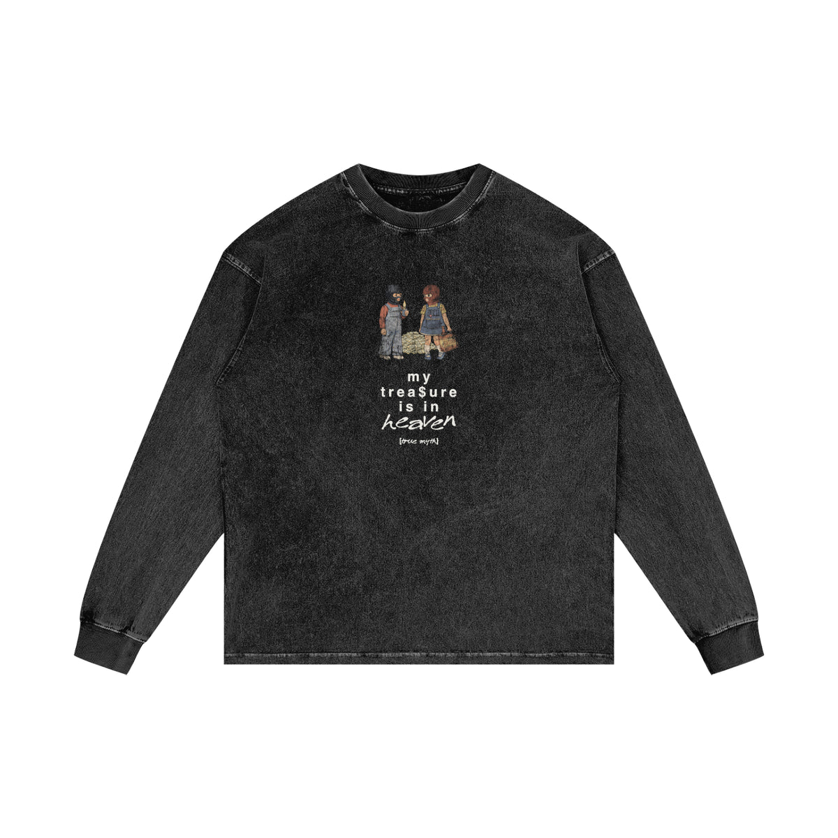 My Treasure Is In Heaven retro wash long sleeve, retro wash black, photo 3
