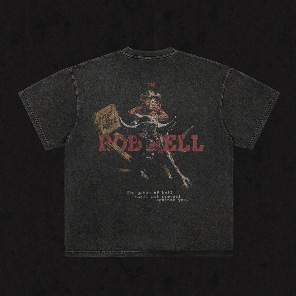 The Gates Of Hell Will Not Prevail classic fit tee, retro wash black, photo 2