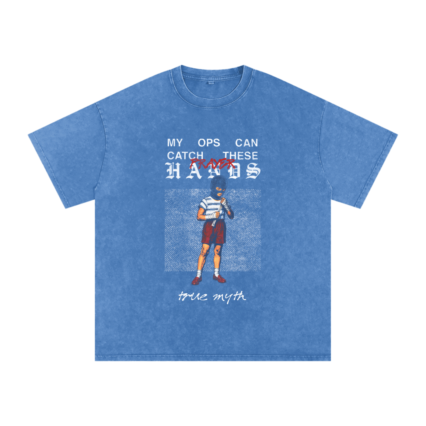 Faded Wash Loose Fit Tee | RGB Catch These Hands| Faded Wash Blue