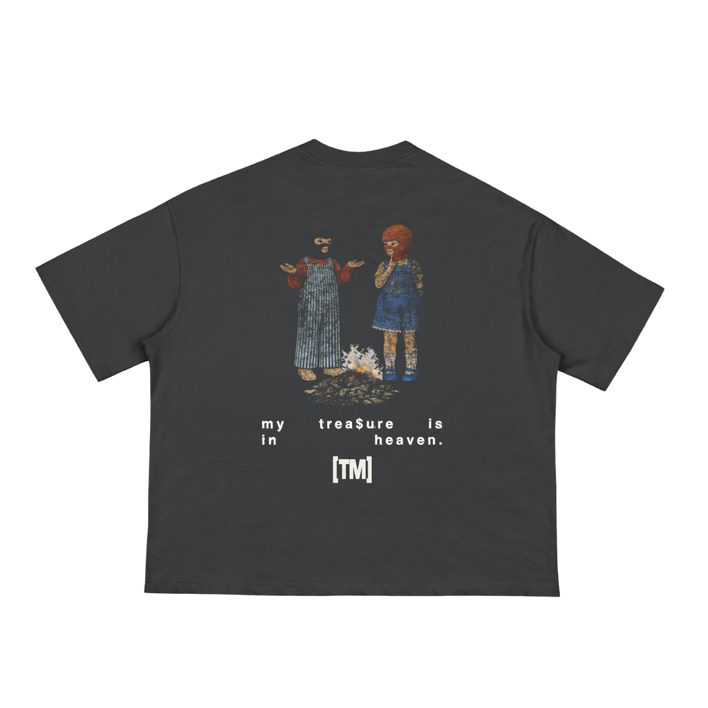 Cropped/Boxy Loose Fit Tee 1.0 | My Treasure Is In Heaven | Black