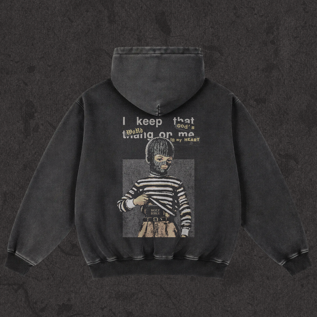 Oversized Retro Washed Hoodie | Concealed Carry | Retro Black