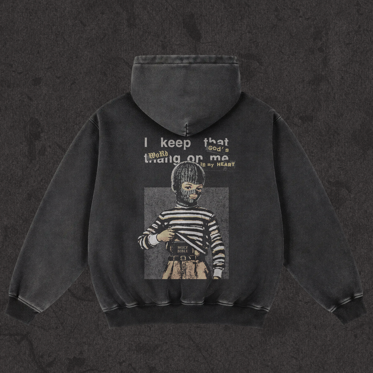 Oversized Retro Washed Hoodie | Concealed Carry | Retro Black