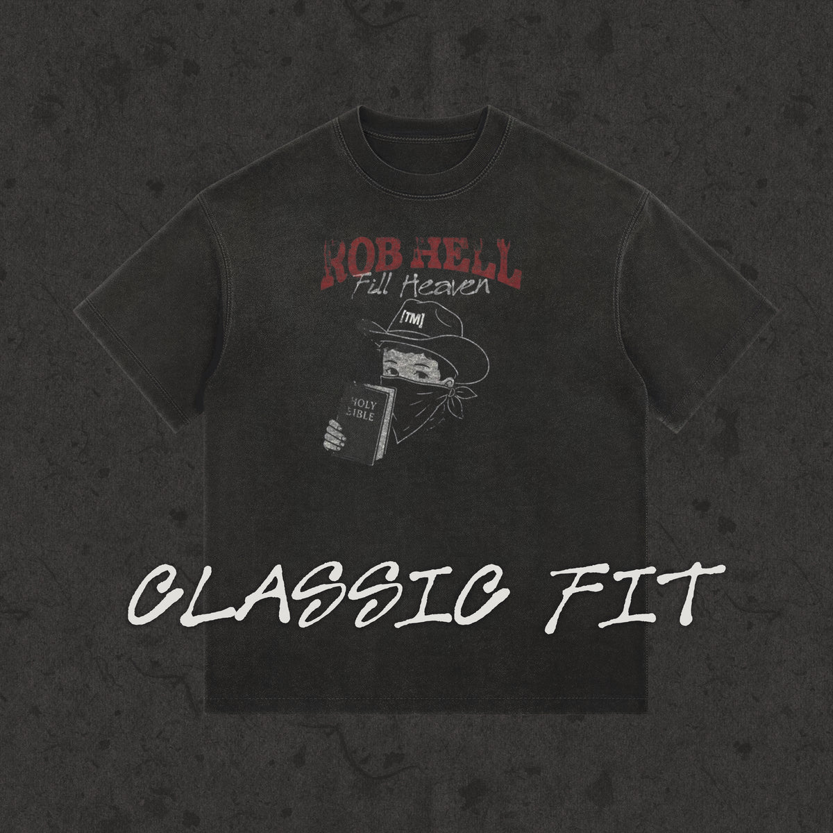 Classic fit tee with the hand-drawn 'The Gates Of Hell Will Not Prevail' design by True Myth, retro wash black
