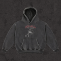 Oversized hoodie with the hand-drawn 'Rob Hell-The Gates of Hell Will Not Prevail' design by True Myth, retro black