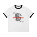 Vintage Slim Fit Contrast Edge Ribbed T-Shirt | Freedom Is Surrender - Debt Paid | White