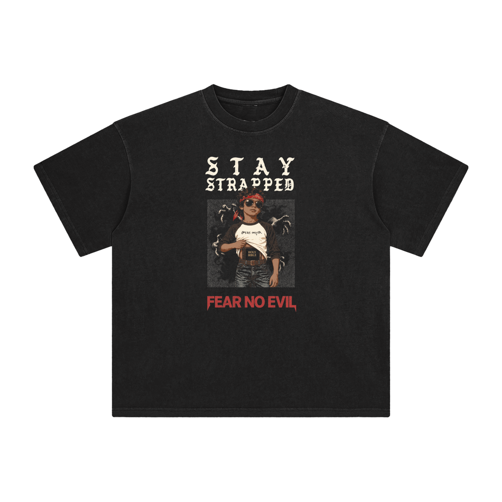 Retro Wash Loose Fit | Stay Strapped-Fear No Evil | Retro Wash Black