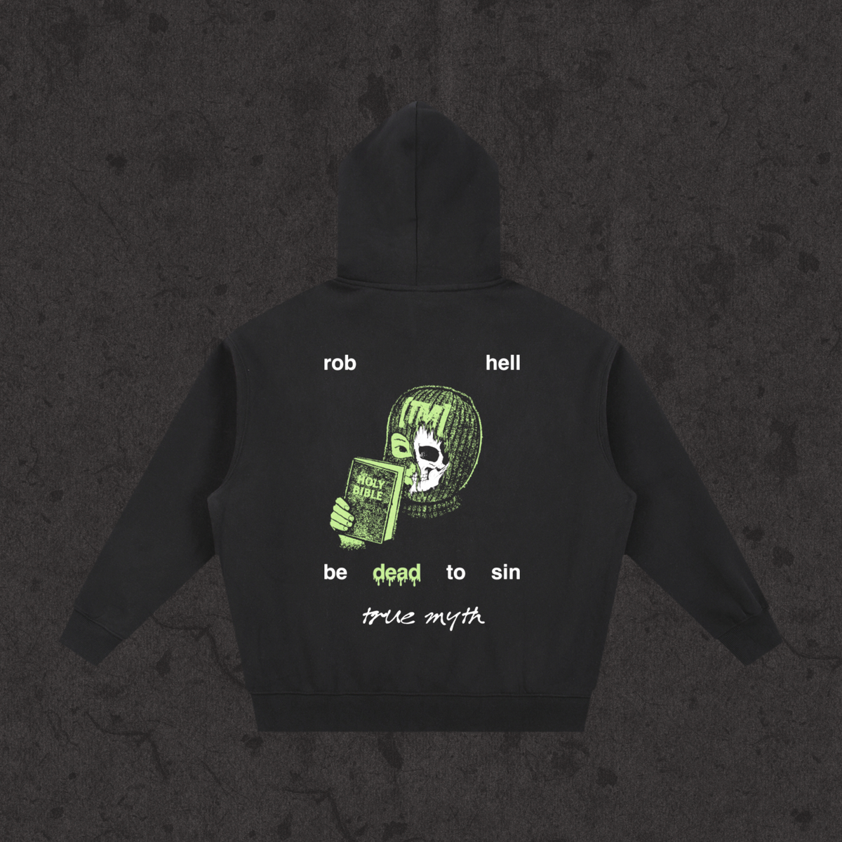 Oversized Boxy Fit Fleece Hoodie | Rob Hell-Be Dead To Sin | Black