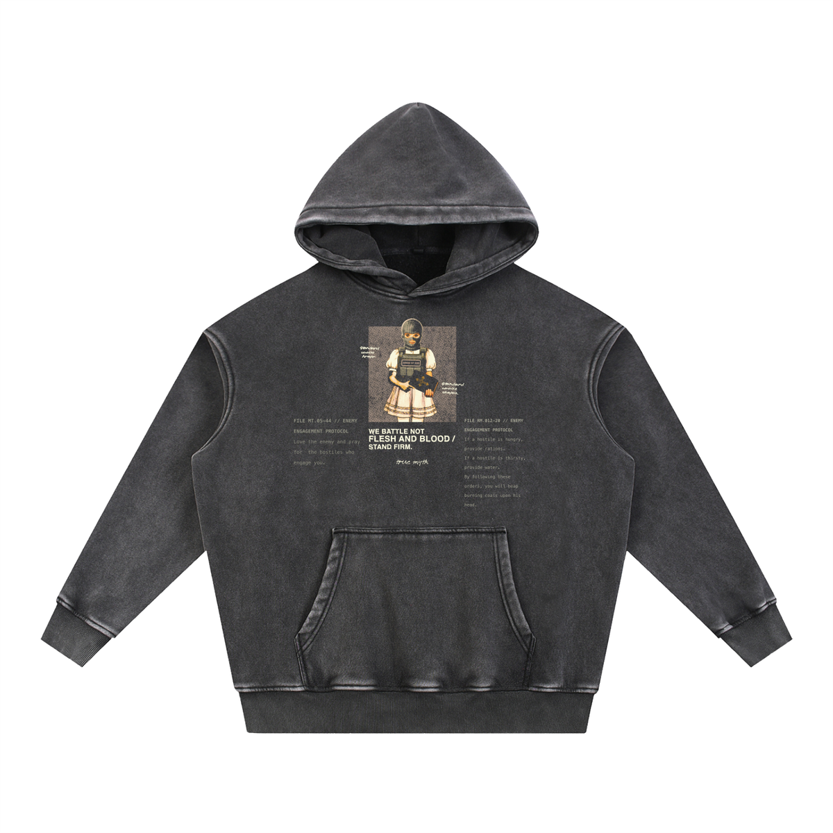 Rules of Engagement oversized hoodie, retro black, photo 3