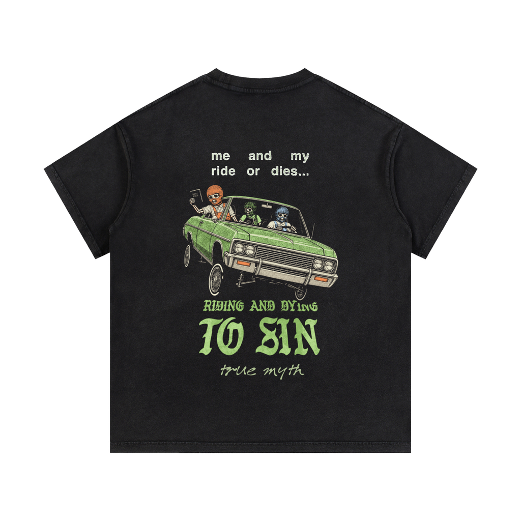 Classic Fit | Ride or Die to SIn | Retro Wash Black
