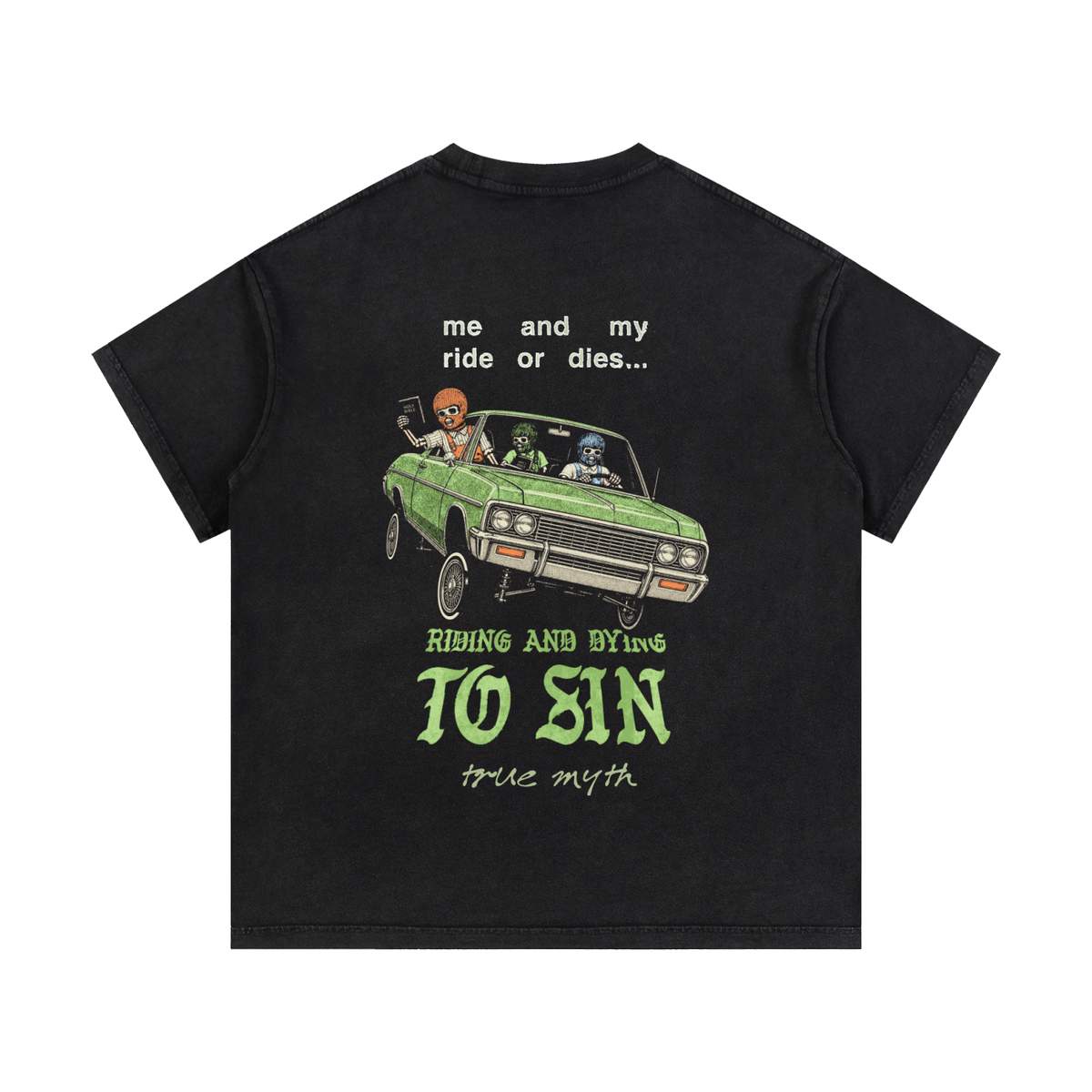 Classic Fit | Ride or Die to SIn | Retro Wash Black
