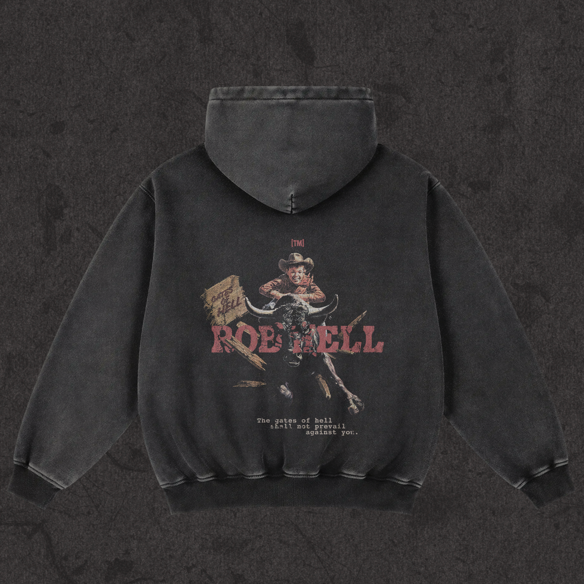 Rob Hell-The Gates of Hell Will Not Prevail oversized hoodie, retro black, photo 2