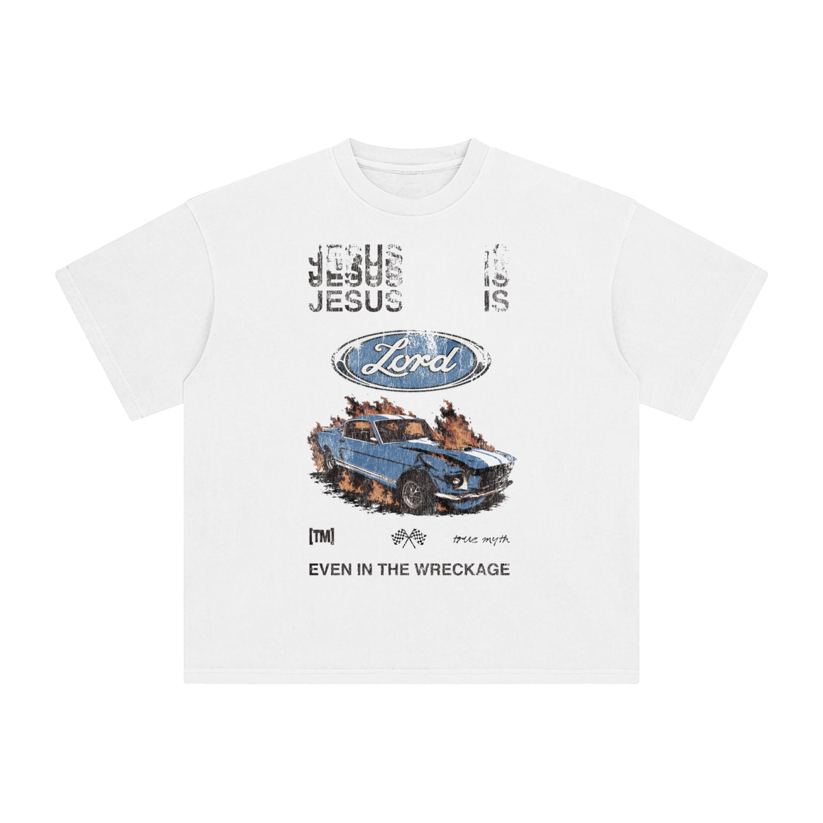 Retro Wash Loose Fit | Jesus is Lord Even In The Wreckage  | White
