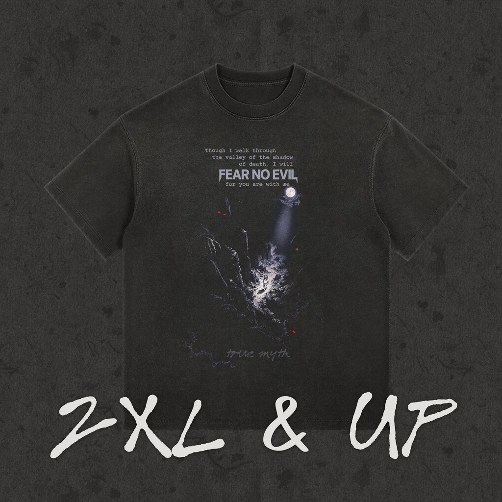 2XL & UP | Through The Valley-Fear No Evil | Retro Wash Black